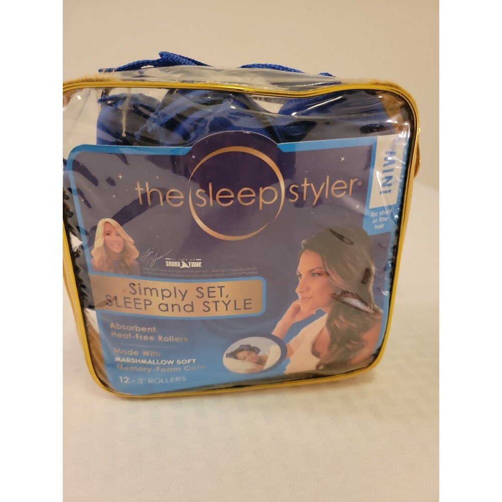The Sleep Styler Mini Heat-Free Hair Rollers Set 12 Rollers Case & Instructions